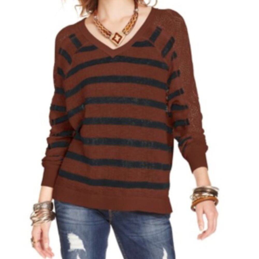 We The‎ Free Striped Sweater X-Small V-Neck
